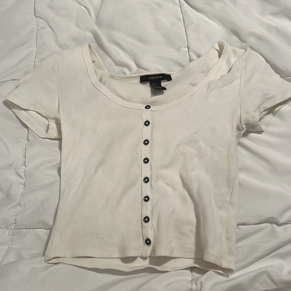 Forever 21 white cropped top with buttons
